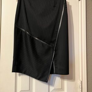 White House Black Market Asymmetrical Black Pinstripe Skirt